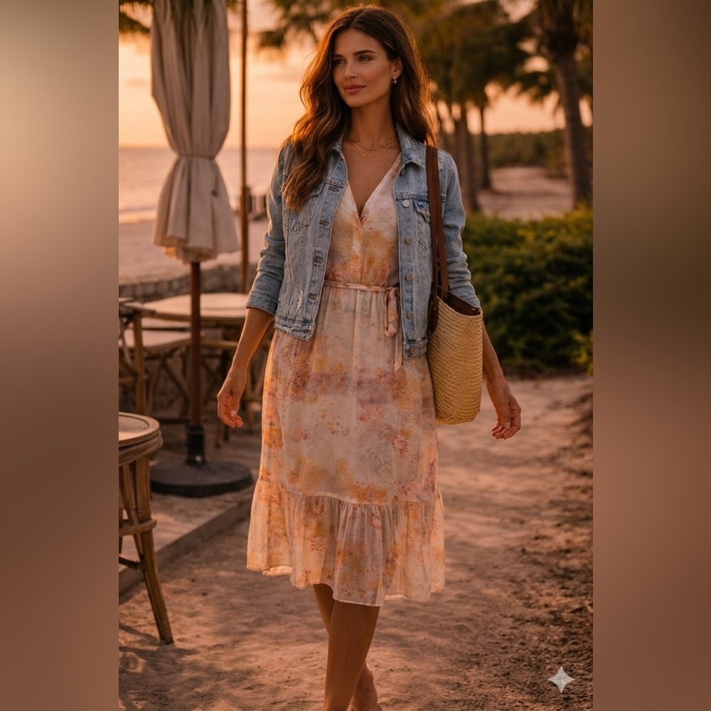 Splendid Pastel Floral Midi Dress - Picture 2 of 6
